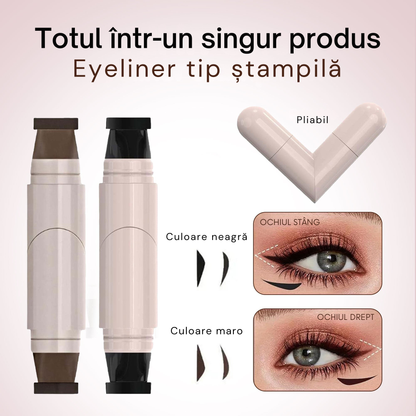 Eyeliner Waterproof cu Vârf Rotativ – Codițe Simetrice
