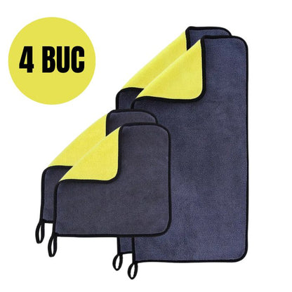 Set 4 Prosoape Auto din Microfibră Dublu Strat – Ultra Absorbante